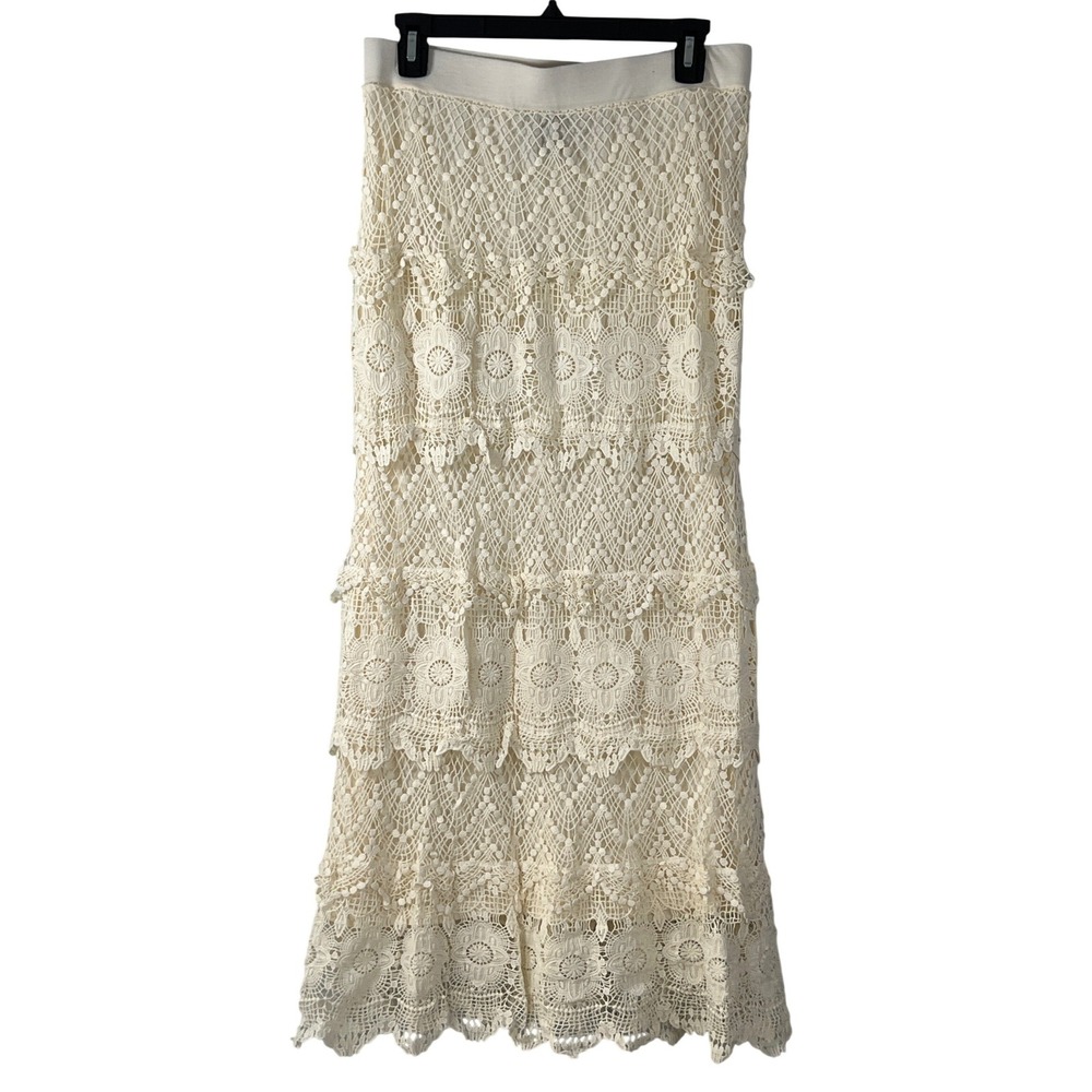 NWT Kate & Mallory Cream Lace Maxi Skirt Small Boho Whimsical Elegant Stunning